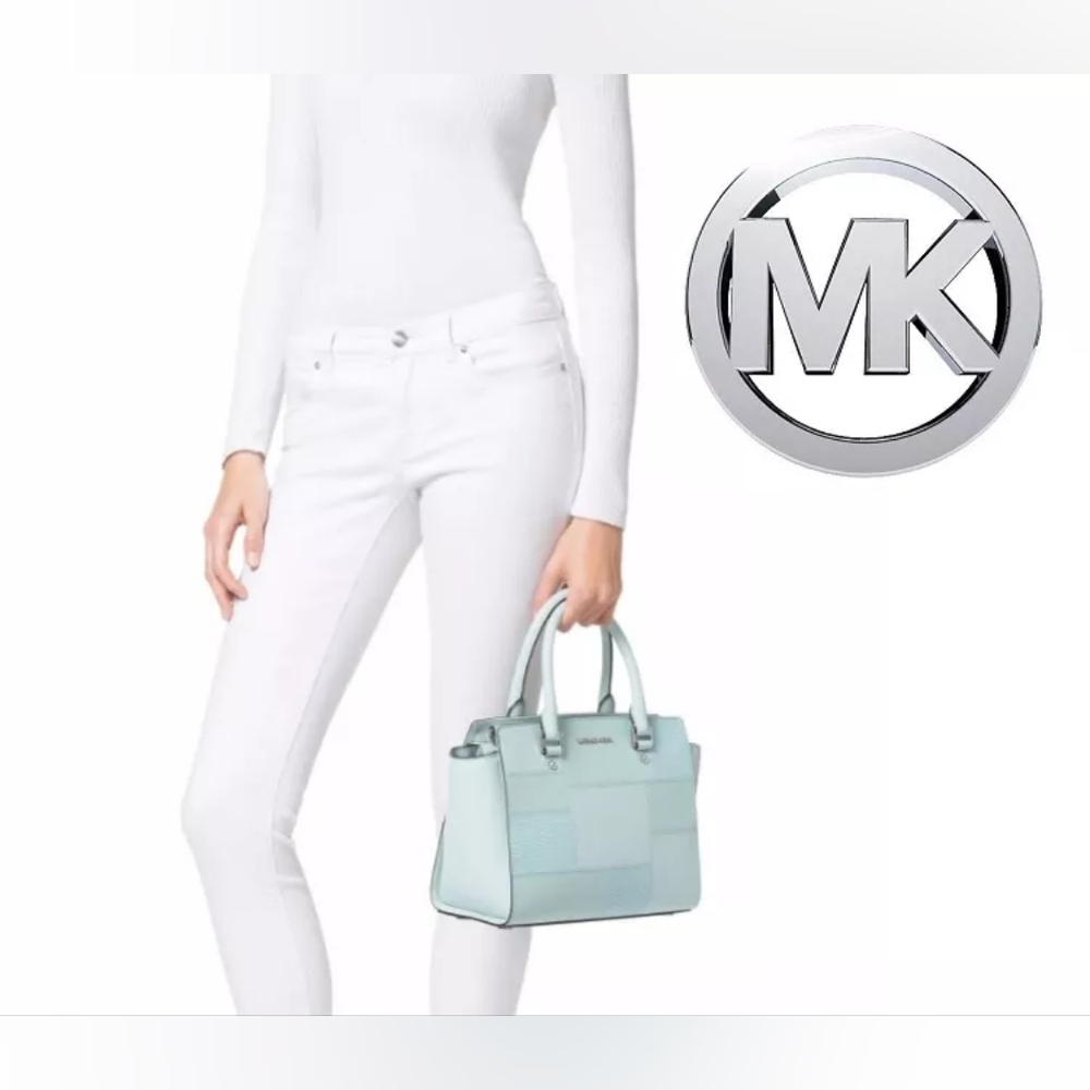 Michael Kors Selma Caledon Blue Satchel with Structured Design. - Picture 2 of 15
